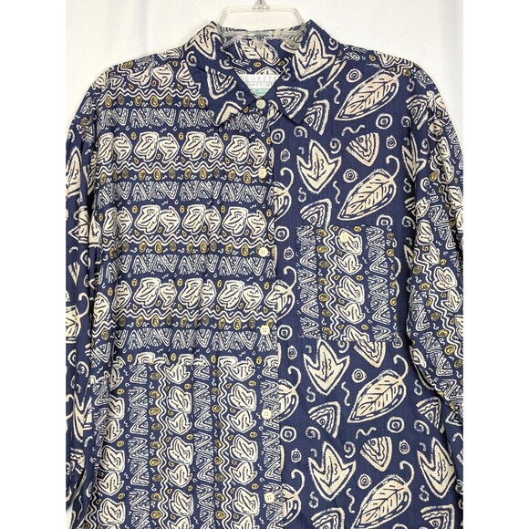 Vintage Segrets Sun Prints Womens Blouse Medium 100% Rayon Purple Multi Leaves - Picture 3 of 9